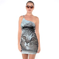 Cat Pet Art Abstract Vintage One Soulder Bodycon Dress by Celenk