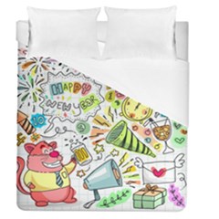 Doodle New Year Party Celebration Duvet Cover (queen Size) by Celenk