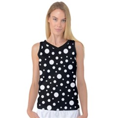 White On Black Polka Dot Pattern Women s Basketball Tank Top by LoolyElzayat