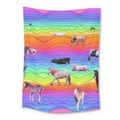 Horses In Rainbow Medium Tapestry by CosmicEsoteric
