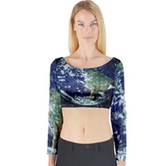 Earth Internet Globalisation Long Sleeve Crop Top by Celenk