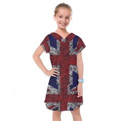 Union Jack Flag Uk Patriotic Kids  Drop Waist Dress by Celenk