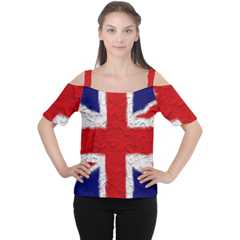 Union Jack Flag National Country Cutout Shoulder Tee by Celenk