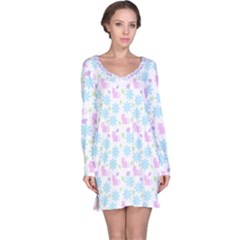 Cats And Flowers Long Sleeve Nightdress by snowwhitegirl