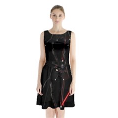 Darth Vader Cat Sleeveless Waist Tie Chiffon Dress by Valentinaart