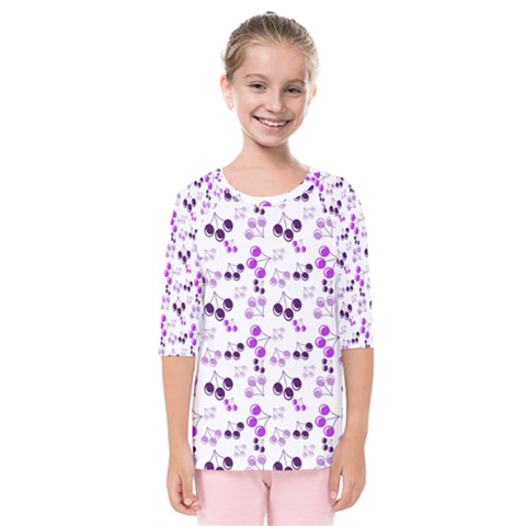 Purple Cherries Kids  Quarter Sleeve Raglan Tee by snowwhitegirl