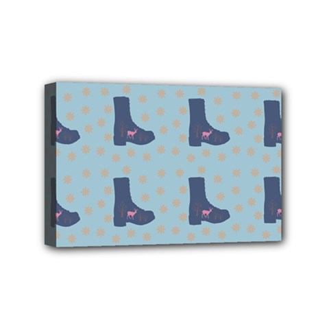 Deer Boots Teal Blue Mini Canvas 6  X 4  by snowwhitegirl