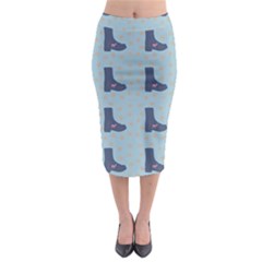 Deer Boots Teal Blue Midi Pencil Skirt by snowwhitegirl