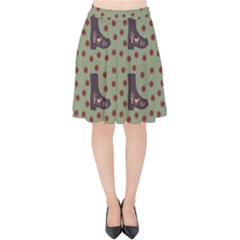 Deer Boots Green Velvet High Waist Skirt by snowwhitegirl