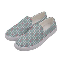 Pink Peach Grey Eggs On Teal Women s Canvas Slip Ons by snowwhitegirl