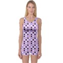 Black White Pink Blue Eggs On Violet One Piece Boyleg Swimsuit View1