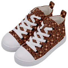 Grey Eggs On Russet Brown Kid s Mid-top Canvas Sneakers by snowwhitegirl