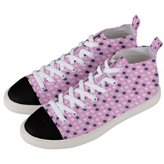 Teal White Eggs On Pink Men s Mid-top Canvas Sneakers by snowwhitegirl