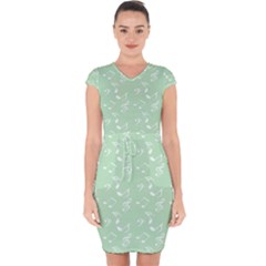 Mint Green White Music Capsleeve Drawstring Dress  by snowwhitegirl