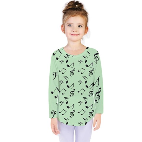 Mint Green Music Kids  Long Sleeve Tee by snowwhitegirl