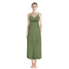 Earth Green Button Up Chiffon Maxi Dress by snowwhitegirl