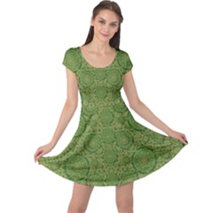 Stars In The Wooden Forest Night In Green Cap Sleeve Dress by pepitasart