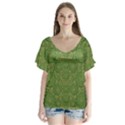 Stars In The Wooden Forest Night In Green V-Neck Flutter Sleeve Top View1