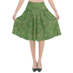 Stars In The Wooden Forest Night In Green Flared Midi Skirt by pepitasart