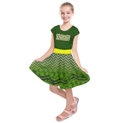 Dark Green St  Patrick s Day Kids  Short Sleeve Dress by PattyVilleDesigns