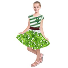 Green & White Daddy s Lucky Charm Kids  Short Sleeve Dress by PattyVilleDesigns