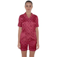 Watermelon Minimal Pattern Satin Short Sleeve Pyjamas Set by jumpercat