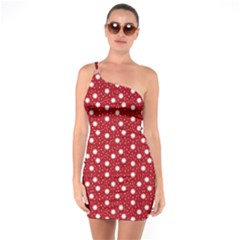 Floral Dots Red One Soulder Bodycon Dress by snowwhitegirl