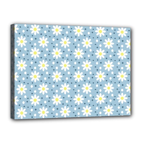 Daisy Dots Light Blue Canvas 16  X 12  by snowwhitegirl