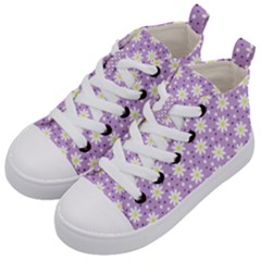 Daisy Dots Lilac Kid s Mid-top Canvas Sneakers by snowwhitegirl