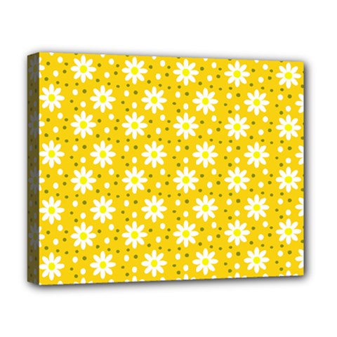 Daisy Dots Yellow Deluxe Canvas 20  X 16   by snowwhitegirl