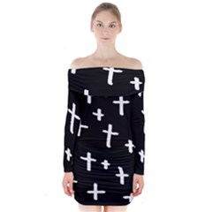 White Cross Long Sleeve Off Shoulder Dress by snowwhitegirl