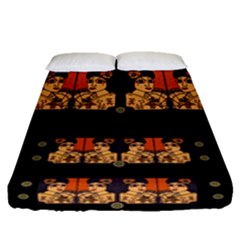 Geisha With Friends In Lotus Garden Having A Calm Evening Fitted Sheet (queen Size) by pepitasart