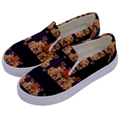 Geisha With Friends In Lotus Garden Having A Calm Evening Kids  Canvas Slip Ons by pepitasart