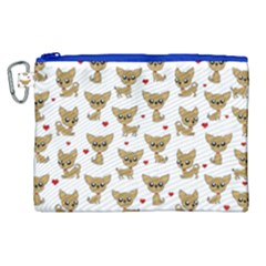 Chihuahua Pattern Canvas Cosmetic Bag (xl) by Valentinaart