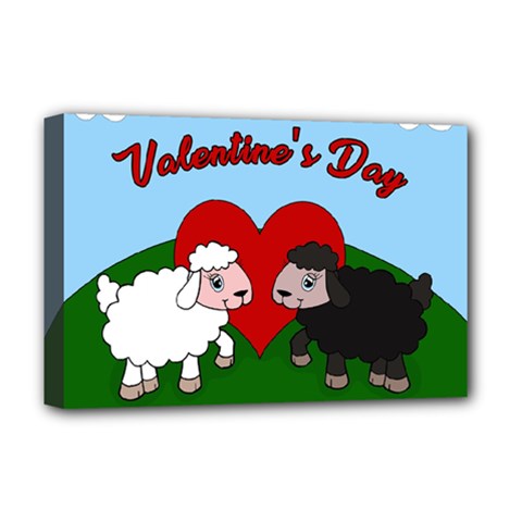 Valentines Day - Sheep  Deluxe Canvas 18  X 12   by Valentinaart