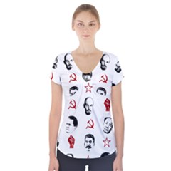 Communist Leaders Short Sleeve Front Detail Top by Valentinaart