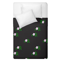 Pink Flowers On Black Big Duvet Cover Double Side (single Size) by snowwhitegirl