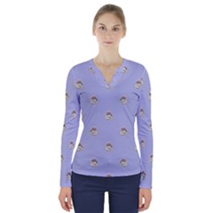 Monster Rats Hand Draw Illustration Pattern V-neck Long Sleeve Top by dflcprints