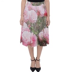 Flowers Roses Art Abstract Nature Folding Skater Skirt by Nexatart