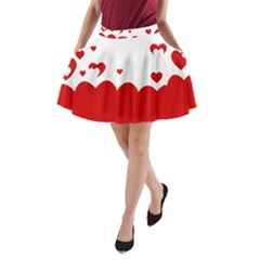 Heart Shape Background Love A-line Pocket Skirt by Nexatart