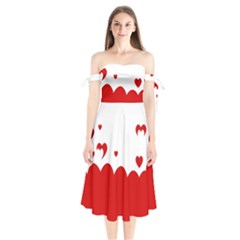 Heart Shape Background Love Shoulder Tie Bardot Midi Dress by Nexatart