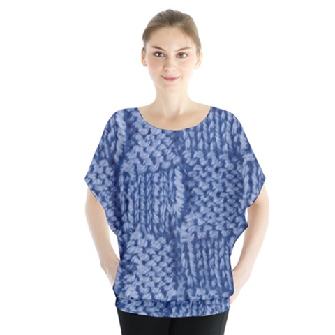 Knitted Wool Square Blue Blouse by snowwhitegirl