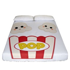 Cute Kawaii Popcorn Fitted Sheet (king Size) by Valentinaart