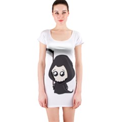 Cute Grim Reaper Short Sleeve Bodycon Dress by Valentinaart