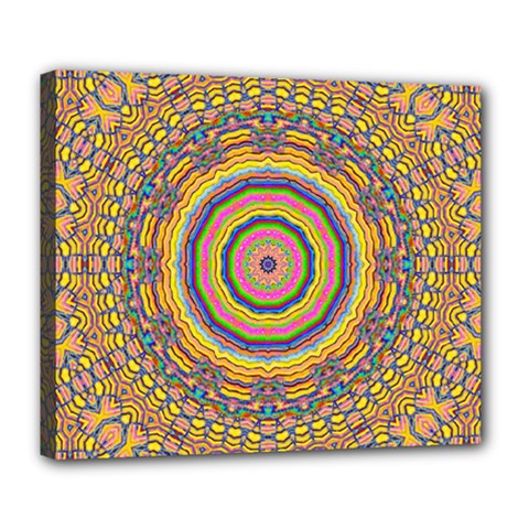 Wood Festive Rainbow Mandala Deluxe Canvas 24  X 20   by pepitasart