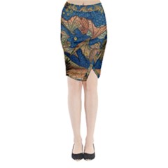 Bats Cubism Mosaic Vintage Midi Wrap Pencil Skirt by Nexatart