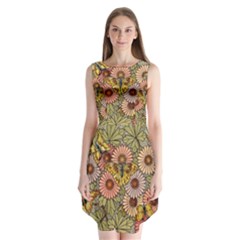 Flower Butterfly Cubism Mosaic Sleeveless Chiffon Dress   by Nexatart