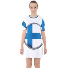 Finland Country Flag Countries Sixties Short Sleeve Mini Dress by Nexatart