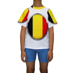 Belgium Flag Country Brussels Kids  Short Sleeve Swimwear by Nexatart