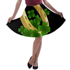  St  Patricks Day  A-line Skater Skirt by Valentinaart